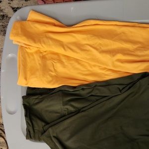 2 pairs leggings peach & olive one size